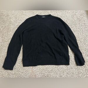Quince Cashmere Crewneck Sweater Black Women's Size Large Minimalist Ribbed Trim